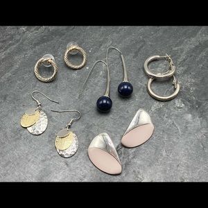 PIERCED Vintage women’s bundle 5x pairs earrings gold enamel hoops